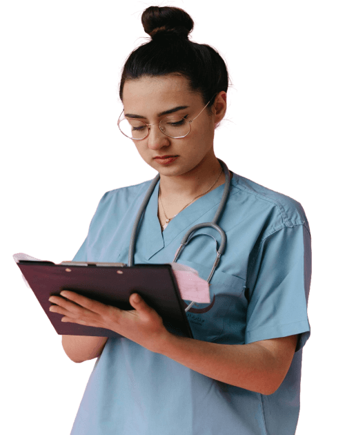 A nurse writing notes