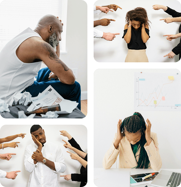 A collage of people with problems