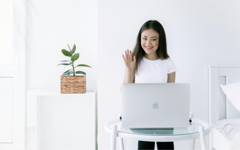 A woman using a laptop